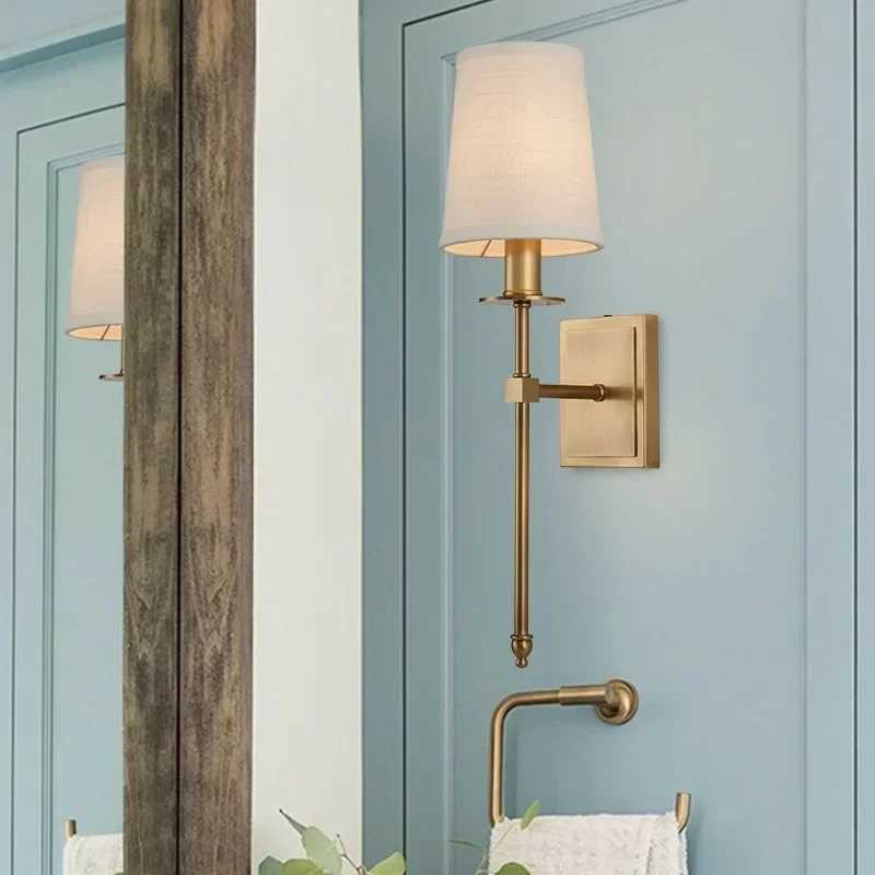 Modern American Wall Lamp Bedroom Bedside Hotel Hallway Sconce Lights Decoration Lighting Chrome Nickel Fabric Home Decor LEDXJ250526