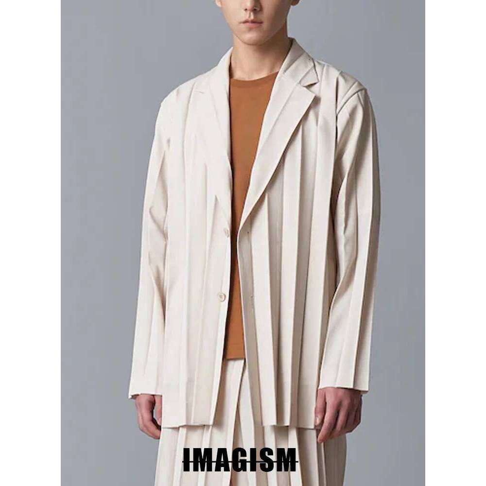 Miyake Fold 2025 New Niche Design Casual Loose Thin Paper Suit Jacket Men