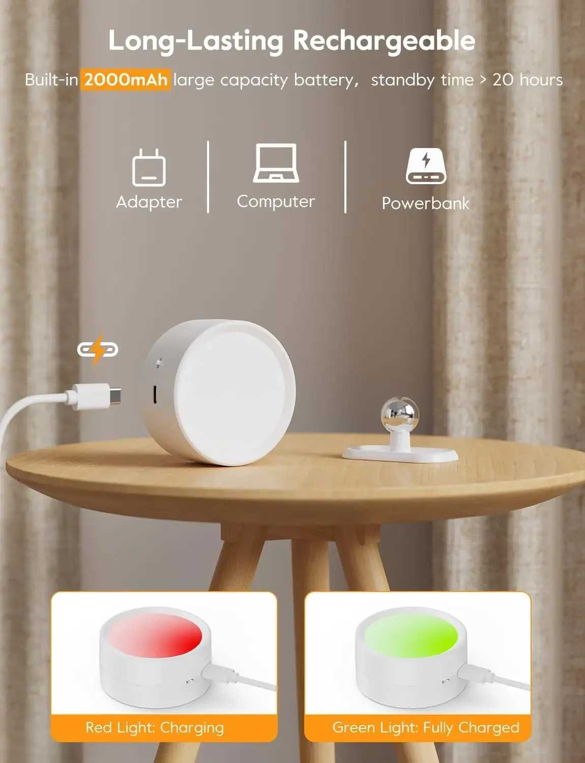 LED Magnetic Wall Sconce Lights Rechargeable Dimmable Wall Mounted Lights with Remote 360 Rotation Wall Mount Lamp for BedroomXJ250526