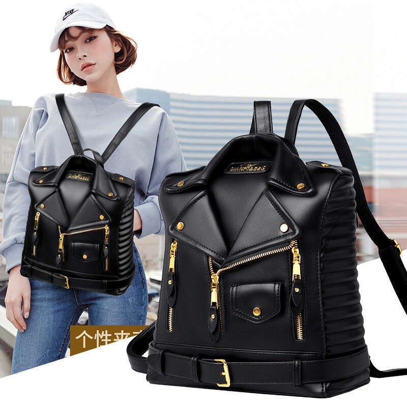 College Style Backpack Personality Punk Jacket Clothes Fashion Double Shoulder Trendy Travel Women's Bag