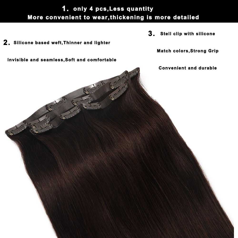 100% Russian Human Remy Hair Clip in Wholesale Invisible Seamless Clip in Hair Extension Human Hair 4pcs 90-110g S25526