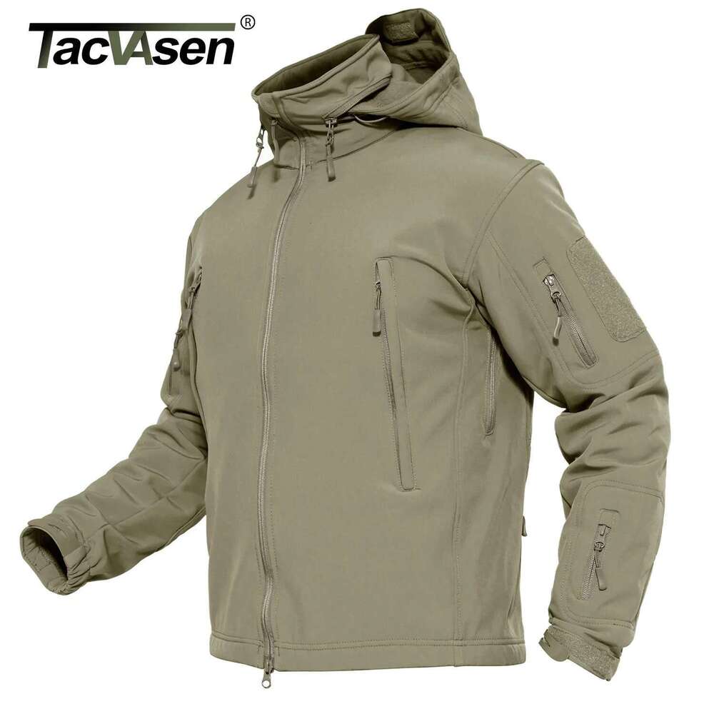 TACVASEN Winter Soft shell Water Resistant Fleece Lined Jackets Mens Outdoor Hiking Waterproof Jacket Coat Clothing Windbreaker