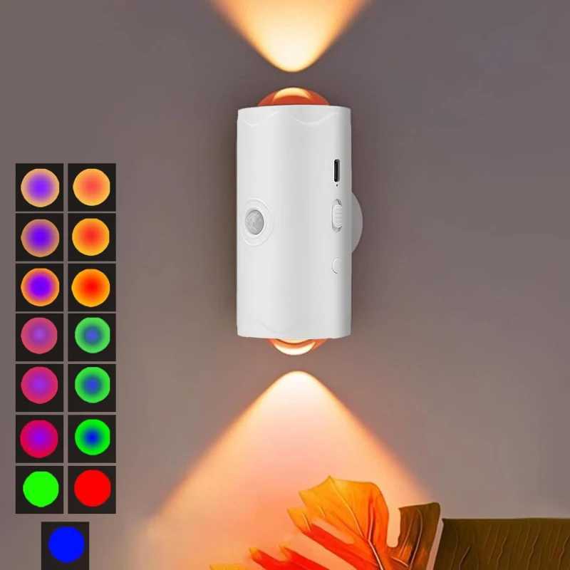 Motion Sensor Wall Light with 7 Colors Wireless Wall Lamp LED Indoor Up and Down Wall Sconce Portable Night Lights for BedroomXJ250526