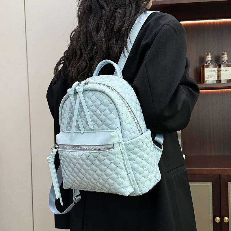 2025 New Spring and Summer Fashion Portable Korean Version of Student Schoolbag with All Lightweight Dia Check Backpack