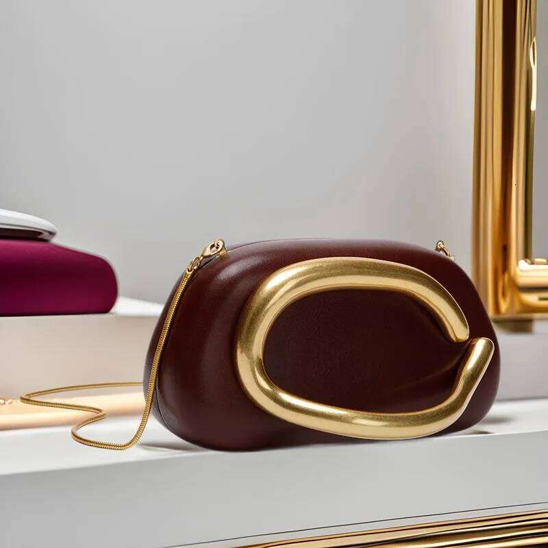 Designer Box Clutch Bag Vintage Women's Leather Shoulder Handbag Gold Closure Lady Evening Wedding Purse Female Wallets