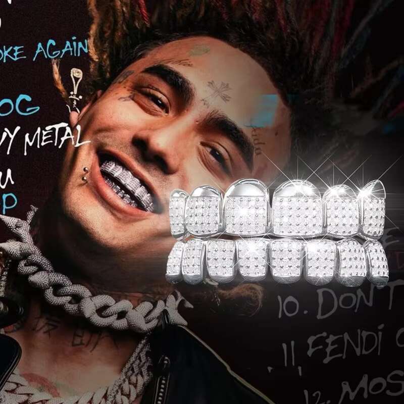 Custom Vvs White Moissanite Grillz Hip Hop Iced Out Diamond 10K 14K 18K Gold 925 Silver Custom Grillz for Teeth