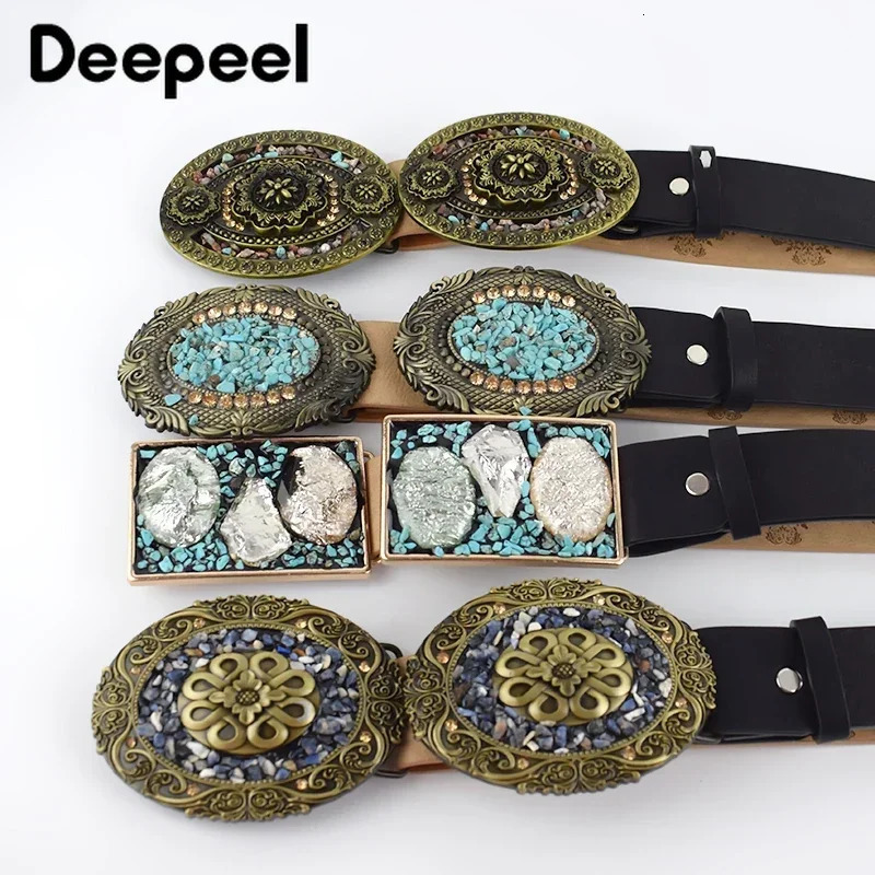 1Pc Deepeel 3.5*100/115cm Fashion Corset Wide Female Belt Alloy Smooth Buckle Belts with Stones Buckles Decorative Waistband 250520