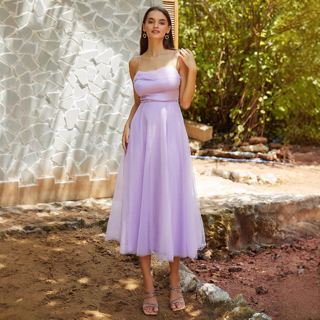 Dress Banquet Purple Strap Dress New Dress