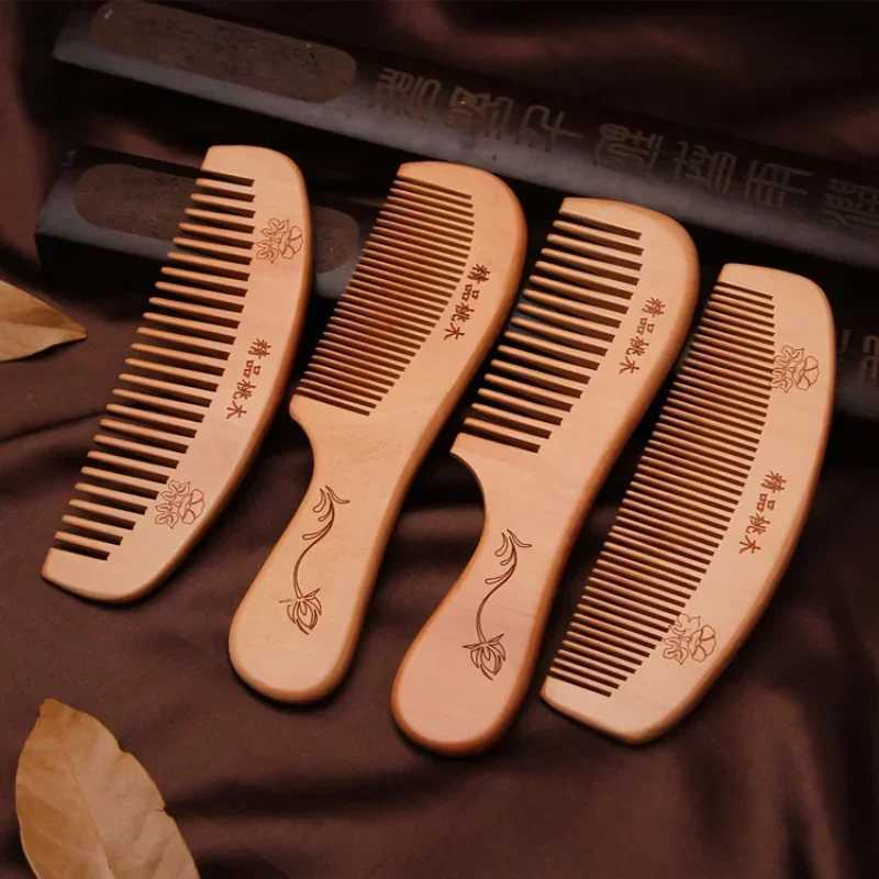 Natural Peach Wood Hair Comb Close Teeth Anti-static Head Massage Hair Care Wooden Tools Styling Accessories Beauty Supplies R250526