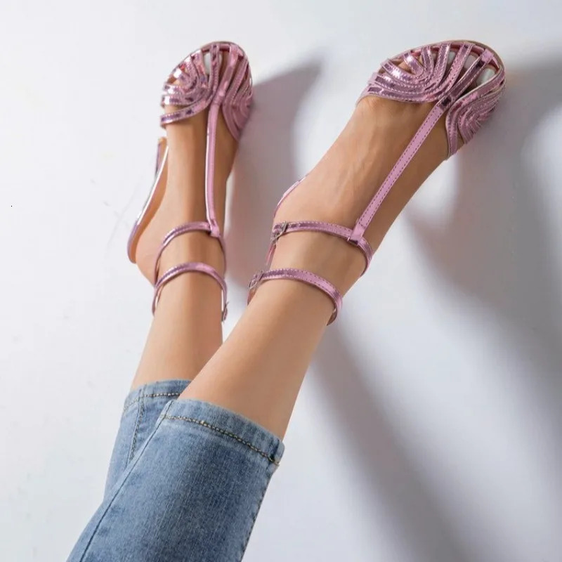 Baotou High Heels Womens Round Toe Shallow Fork Thin Strap Fairy Style Stiletto Heel Nonslip Roman Sandals 250526