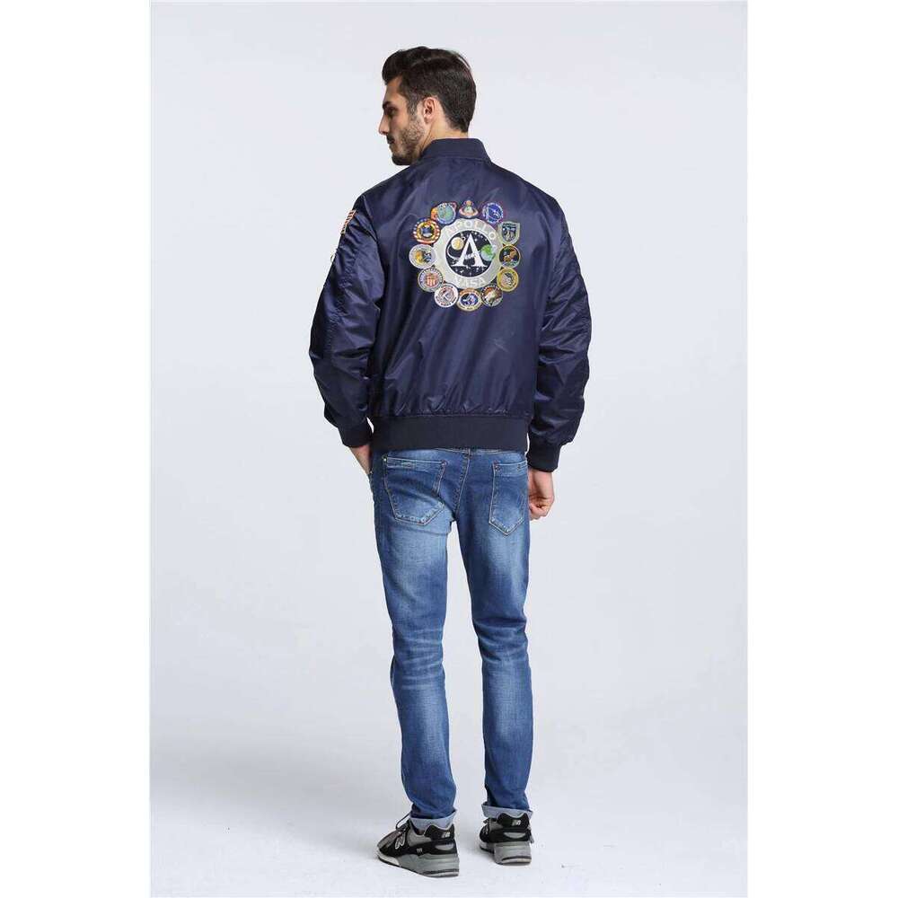 2023 New Autumn Apollo 100th SPACE SHUTTLE MISSION Thin MA1 Bomber Hiphop US Air Force Pilot Flight College Jacket For Men
