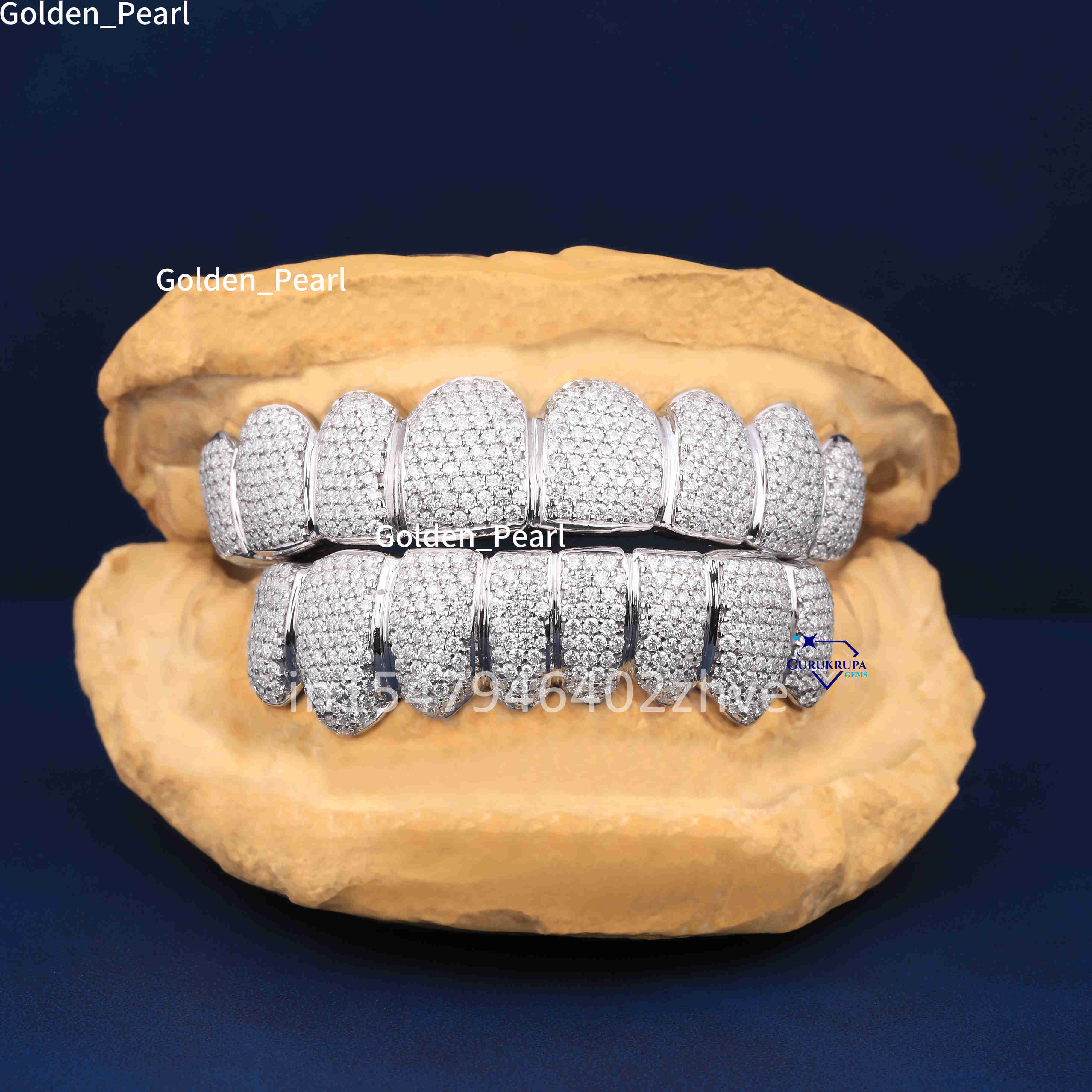 Hiphop Custom Grillz 925 Sterling Silver Honeycomb Setting Round Brilliant Cut Diamond Iced Out VVS Moissanite Grillz