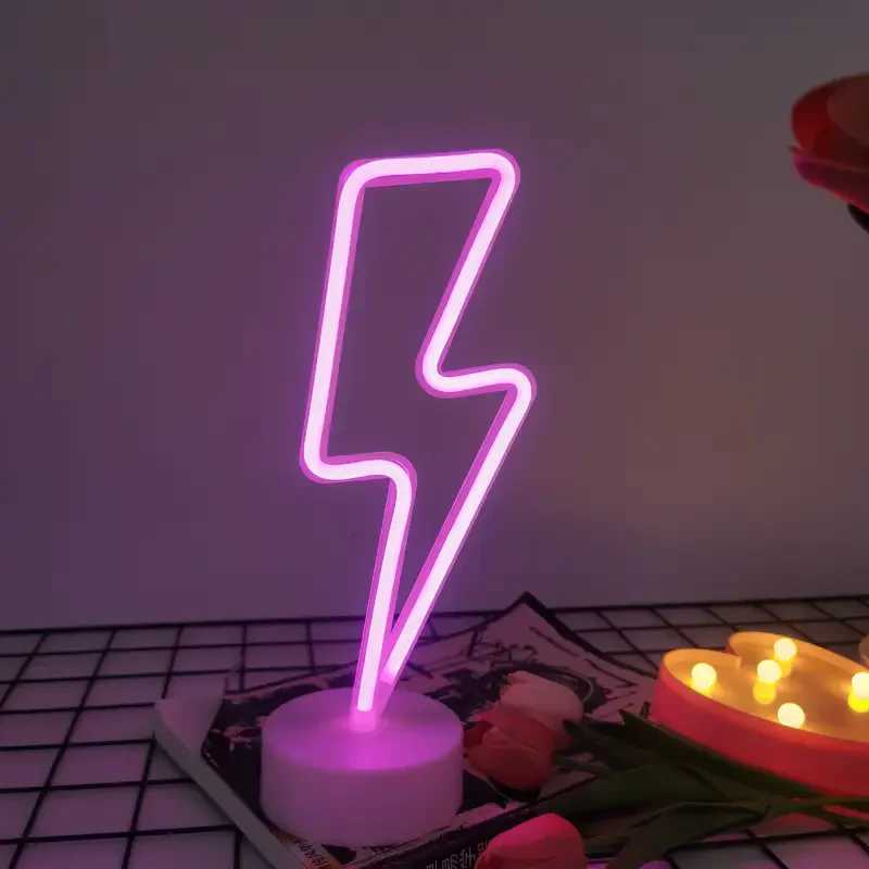 Lightning Bolt LED Neon Sign - USB/Battery Dual Power Neon Light with Switch Control - Decorative Tabletop Lamp for Bedroom W250526