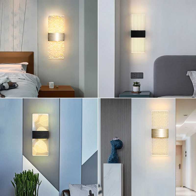 LED Wall Lamp Laser Acrylic Modern Nordic Sconce Lamps LED Indoor Wall Lights Bedroom Living Room Bedside Light 27cm 6W 85-265VXJ250526