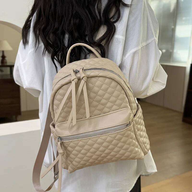 2025 New Spring and Summer Fashion Portable Korean Version of Student Schoolbag with All Lightweight Dia Check Backpack