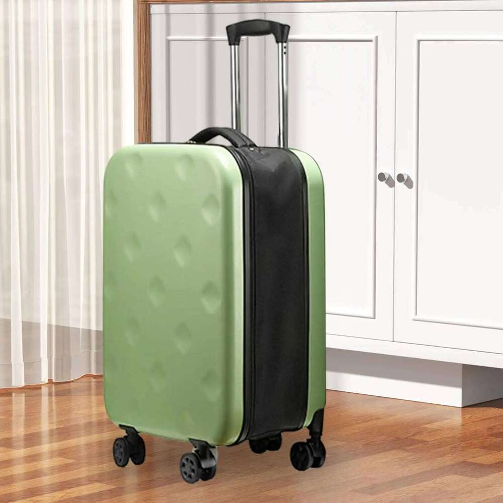 Collapsible Carry on Lage Scratch, Water & Impact Resistant Hard Shell Green Travel Suitcase Folding Trolley Case