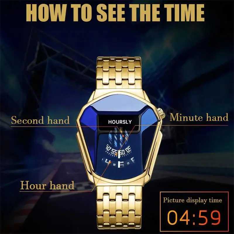 Gold Luxury Brand Trend Cool Men Wrist Watch Stainless Steel Technology Fashion Quartz Watch for Men Relogio Masculino M250526