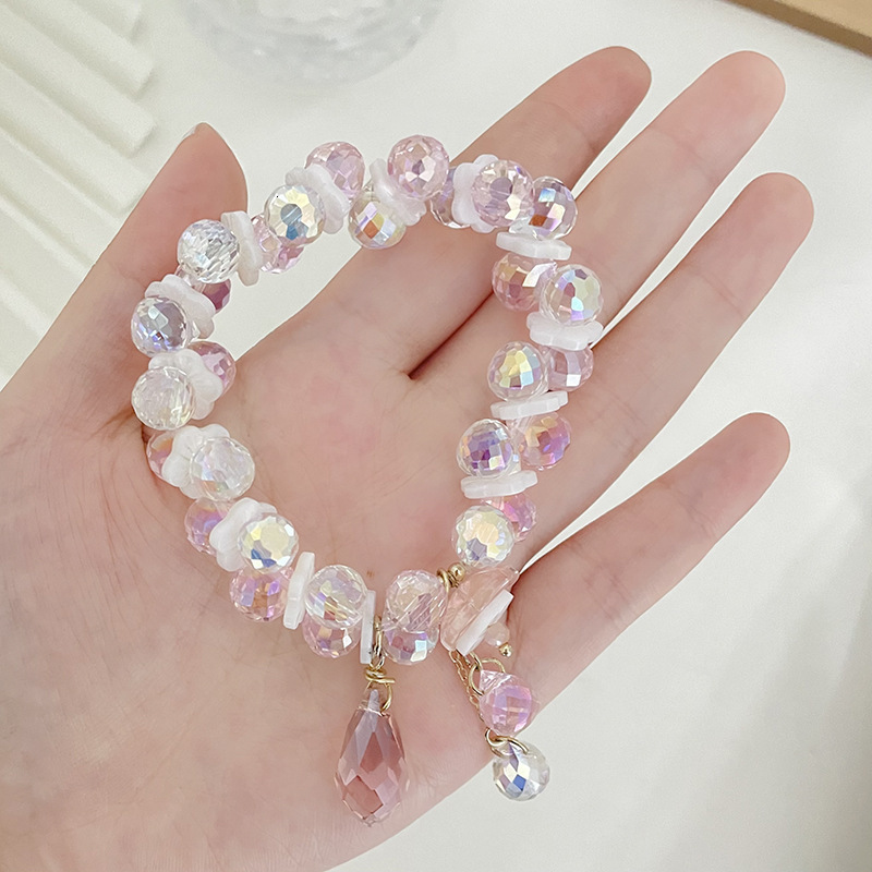 Summer Cool Crystal Bracelet Fashionable Women's Style Copper Accessories Pendant Elastic Adjustable Shell Fresh Handmade