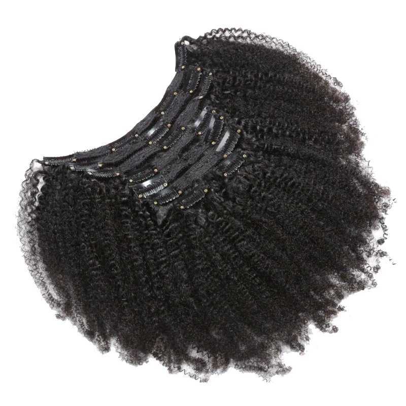 Afro Kinky Curly Clip In Hair Extensions Human Hair 12A Brazilian Virgin Remy 100% Human Hair 8pcs 120g/set Natural Color S25526