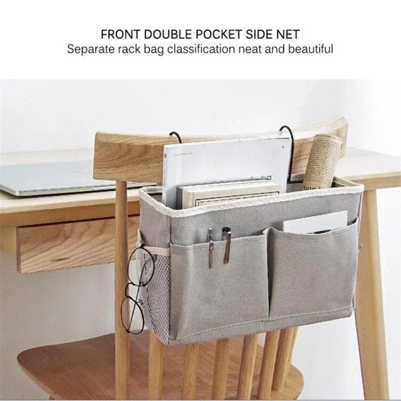 Bed Sofa Hanging Bedside Storage Bag Magazines Remote Control Books Sundries Holder Organizer 250517z