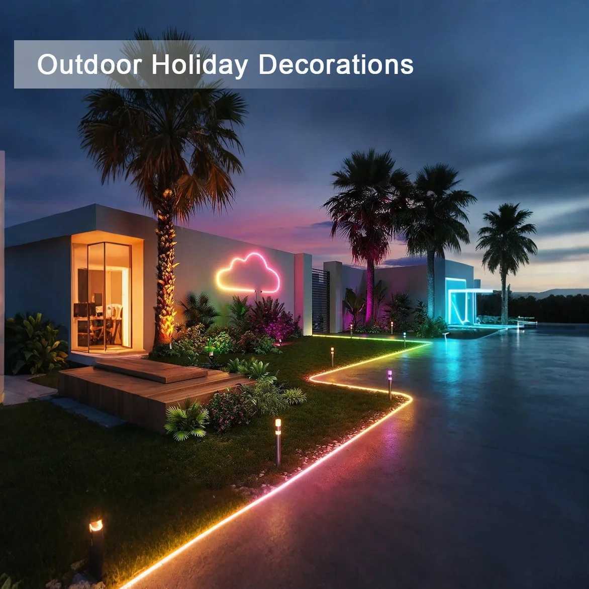 5V USB Neon LED Strip Lights RGBIC Gaming Ambient Lighting IP67 Waterproof Neon Lamp Tape With Bluetooth For Home Party Decor W250526