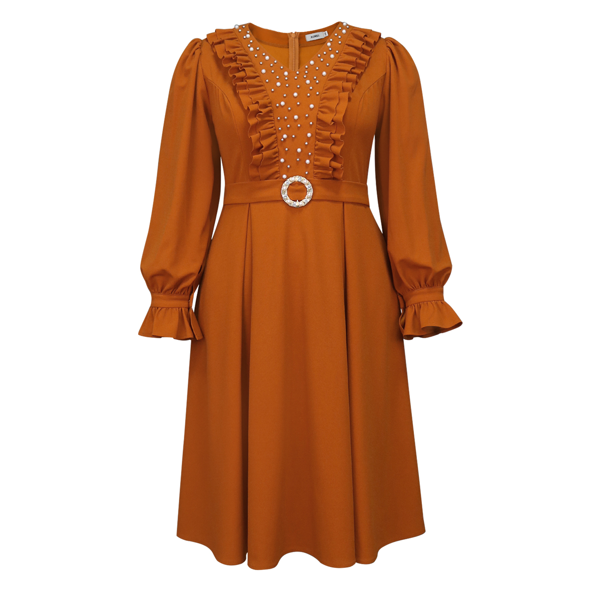 Womens Dress Elegant A-line Luxury Fashion Beading V Neck Long Sleeves MID Length Over Size Party Evening Designer Lady Gowns Summer Fall