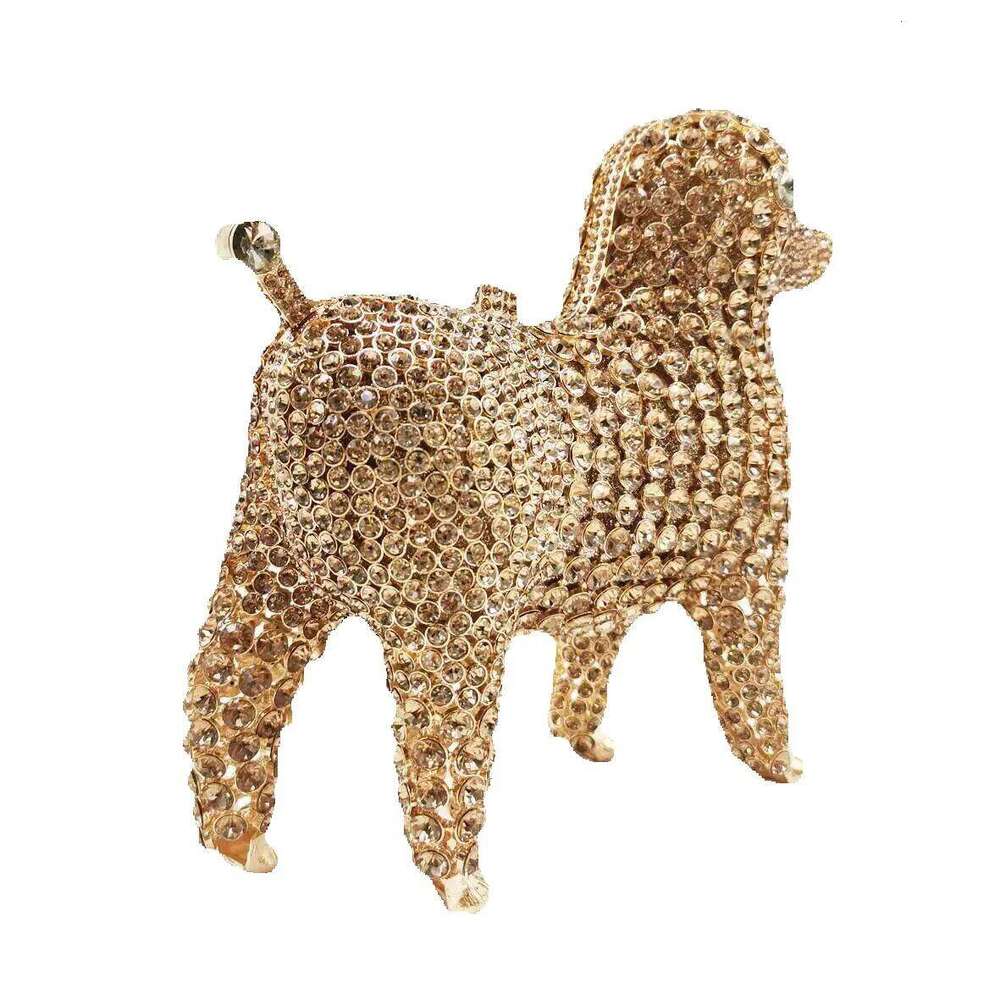 Designer Luxury Designer Luxury Poodles Designer Animal Crystal Clutch Evening Bags Lovely Golden Dog Wedding Women Party Purse Day Clutches Sm97