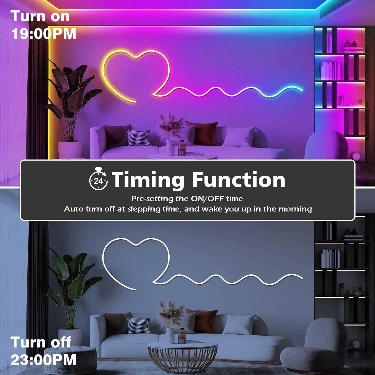 LED Neon RGB Rope Light - 10M RGB Flexible Lights Strip Gaming Light Music Sync Neon Strip Lights DIY Design App Control Neon W250526