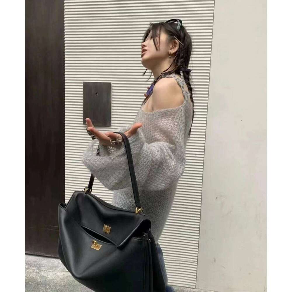 Retro Genuine Tote Ladies Elegant Handbags Woman Shoulder Messenger Bag Suede Leather Gold Sier Buckle Bags