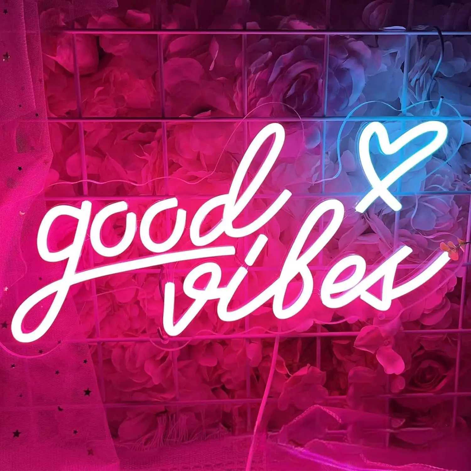 Good Vibes Neon Sign LED Neon Light Sign Powered By USB Night Light for Wall Decor Home Bar Pub Club Wall Bedroom Decor W250526