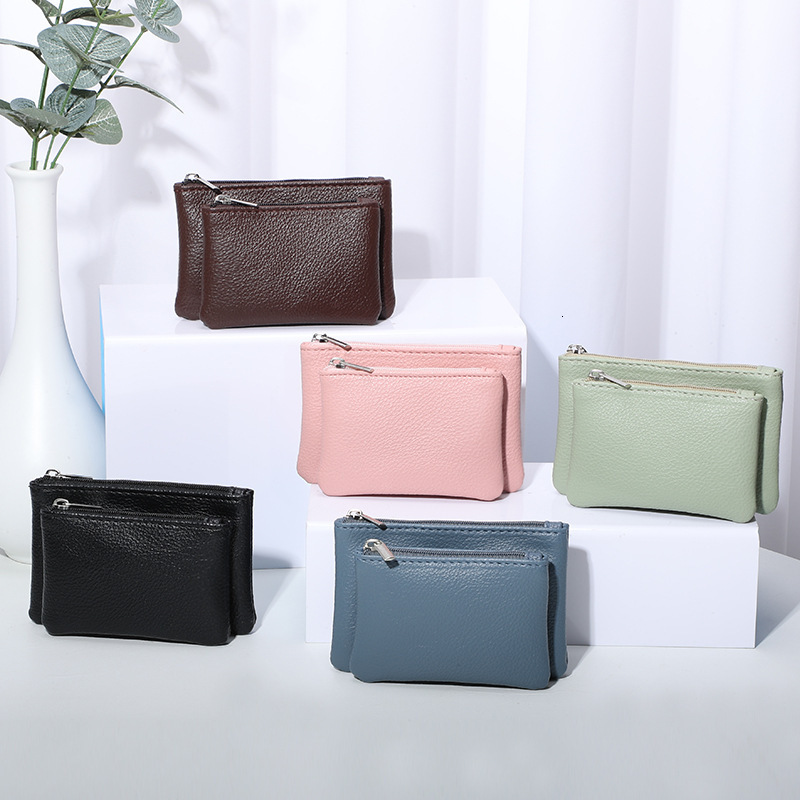 Fashion women s new solid color double layer fashion detachable change bag card key storage bag designer men fashion s fashion key bag