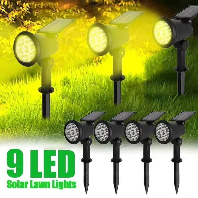 9 LED Solar Spotlights Outdoor IP65 Waterproof Brightness Adjustable Spot Light Garden Backyard Driveway Patio Decor LampXJ250526