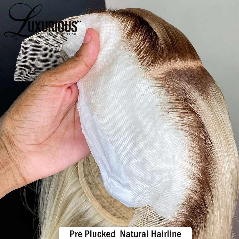 Glueless Ombre Blonde Short Bob Wigs Brazilian Human Hair HD Transparent Preplucked Pixie Cut Lace Frontal Wig Ready To Wear