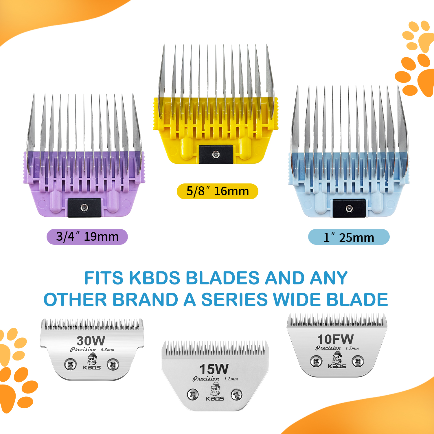 19MM 3/4" Cut Wide Clipper Guard Attachment for A5 Type Wide Blade Stainless Steel Blade for Professional Groomers and Stylist (Snap-On/Off Desig