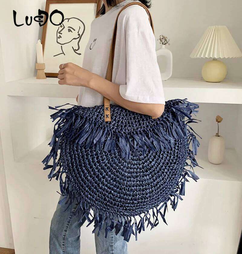 Shoulder Bags for Women 2025 Female Ins Summer Big Capacity Paper Handmade Woven Beach Bag Bohemia Bali Handbag