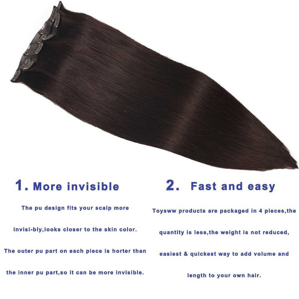 100% Russian Human Remy Hair Clip in Wholesale Invisible Seamless Clip in Hair Extension Human Hair 4pcs 90-110g S25526