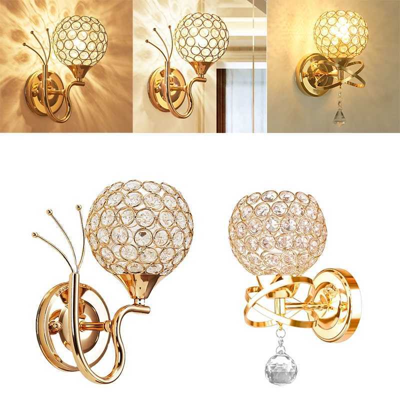 Luxury Crystal Wall Lamp Nordic E27 Bedside Lights for Corridor Aisle Balcony Staircase Cloakroom Bedroom Home Indoor LightingXJ250526
