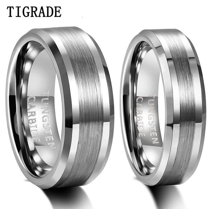 TIGRADE Fashion 6/8MM High Polish Man Rings Brushed Tungsten Carbide Ring Simple Classic Wedding Band Engagement Ring 250519