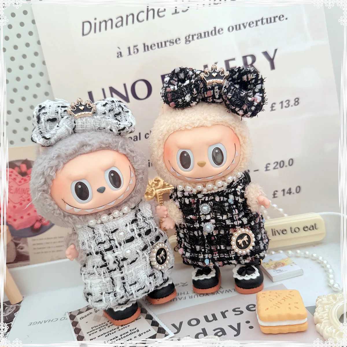 17cm Labubu Doll Accessories Clothes Advanced Luxury Design Sweet Woolen Suit Labubu Clothes Crossbody Bag Princess Shoes X250526