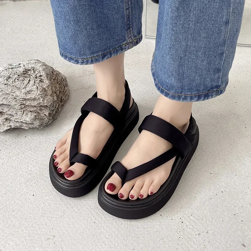 Women Platform Sandals Flat Flip Flops Summer Beach Sexy Casual shoes Ladies Shoes Fashion Woman Black Sandals 250526
