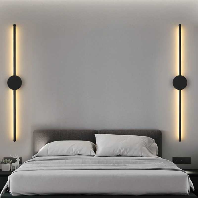 Wall Light Modern Long LED Light Black I-Shaped Wall Lamp Bedroom Living Room Corridor Interior Lighting Home Decor LightingXJ250526