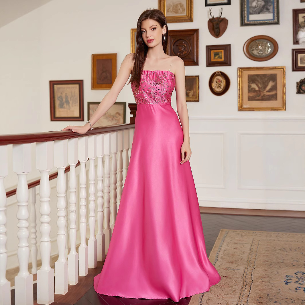 French light wedding dress simple 2025 new V-neck long sleeved banquet temperament evening dress engagement certificate dress