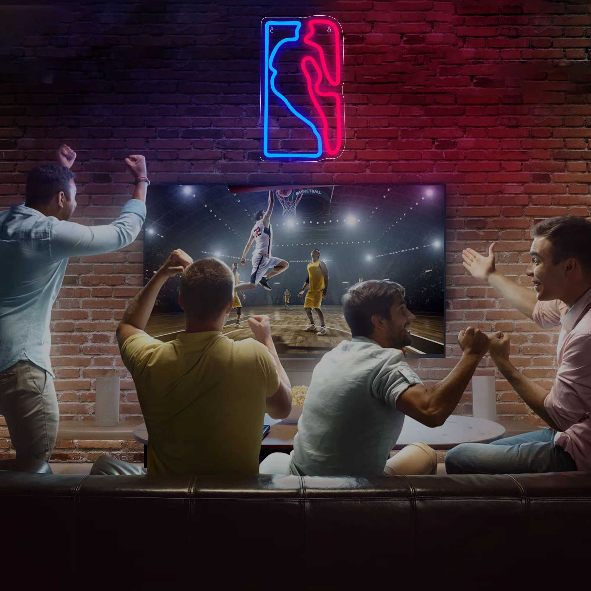 Basketball Neon Sign Sport Signs Decor for Bedroom Bar Teens Room Sports Neon Wall Signs Gifts for Men Basketball Fans Teens W250526