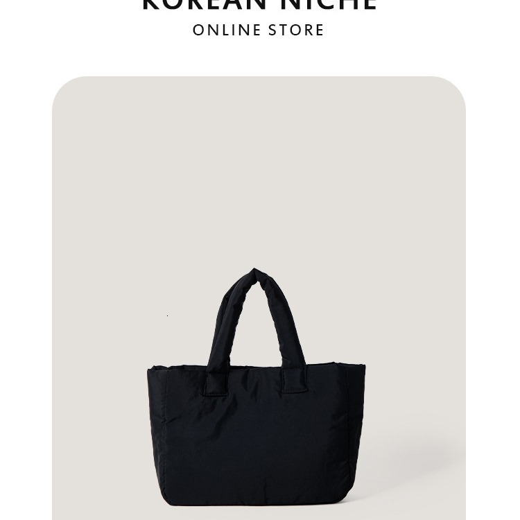New Autumn And Winter Japanese And Korean Niche Ins Lightweight Nylon Cotton Handbag For Women Simple Casual Large Capacity Tote Bag