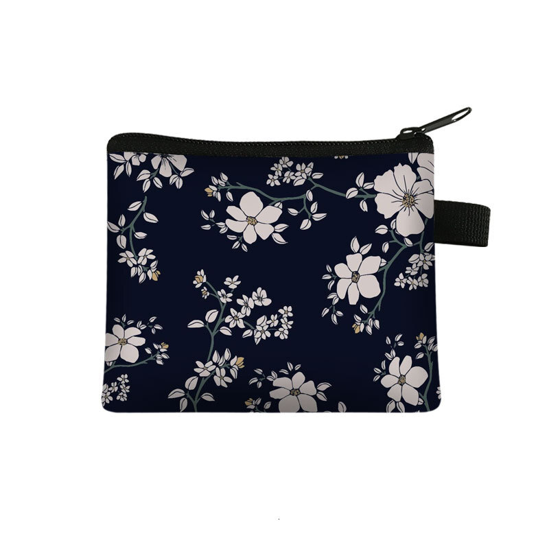New floral petal mini wallet for women, portable key storage, coin exchange card, small square bag, designer men's key bag