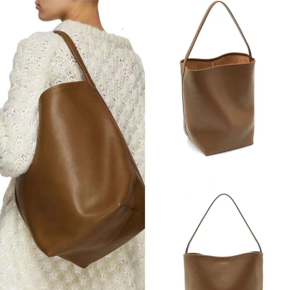Korean Style Women's Genuine Leather Bucket First Layer Cowhide Large Capacity Shoulder Niche High-end Commuter Tote Bag