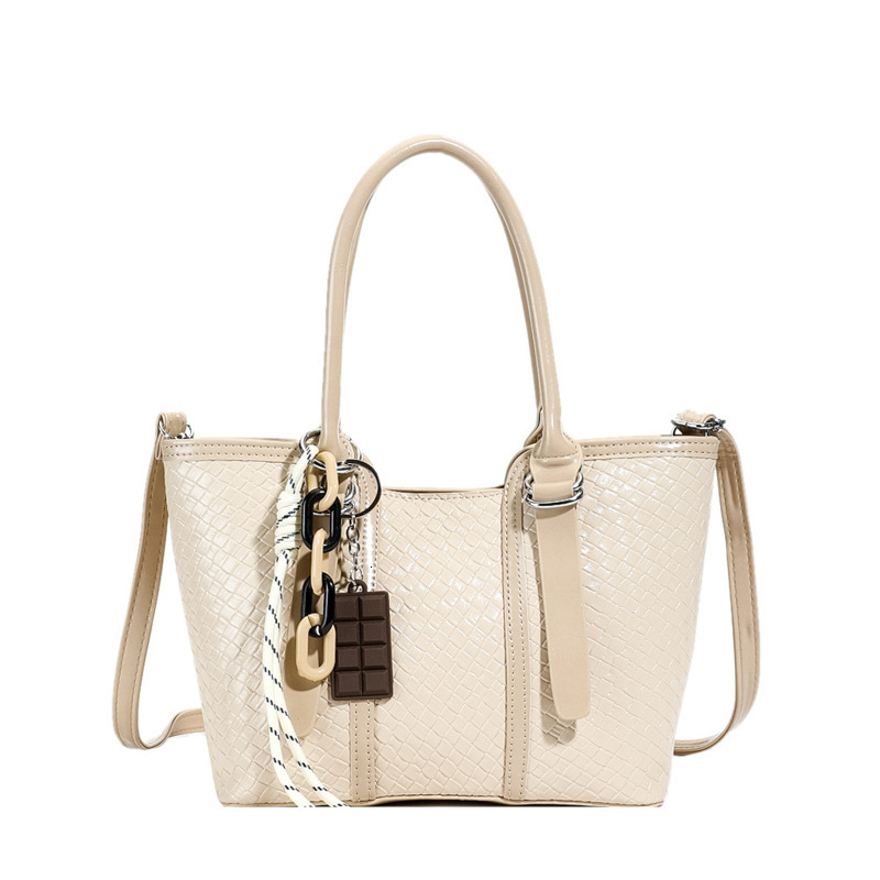 Korean Style Fashion Large Capacity Handbag Tote 2025 New Model Casual Shoulder Crossbody Bag with Textured Patchwork