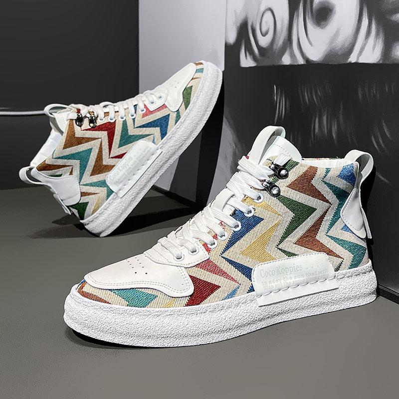 free shipping 2025 summer breathable high top canvas sneakers for men's casual versatile soft soled board shoes size 39-44