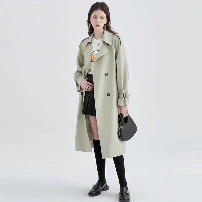 2025 New Style Windbreaker Women's Mid-Length Comfortable Coat Petite British Style Coat Spring-Autumn Model