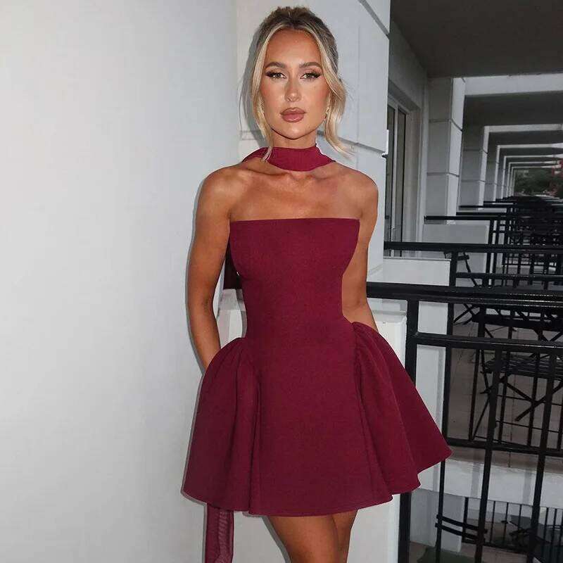 Avrilyaan Off Shoulder Backless Sexy A-line Women 2025 Elegant Party Strapless Bodycon Mini Summer Dress Vestidos